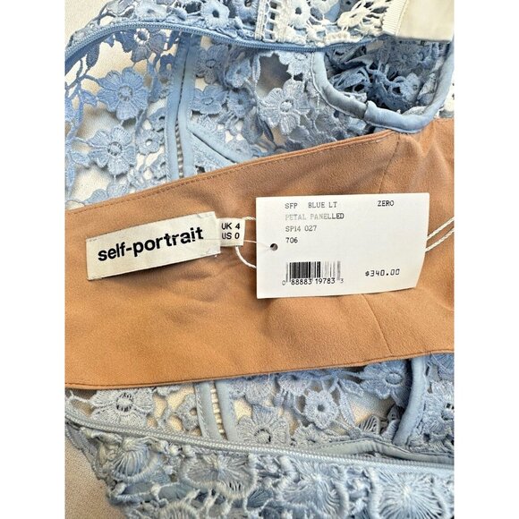 Self Portrait Blouse Top Petal Panelled Top Baby Blue Size 0 UK4 Orig Price $340 - Picture 13 of 16